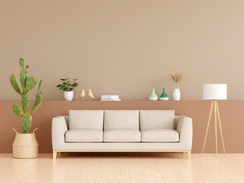 2. Bege com tons terrosos sala em tons terrosos