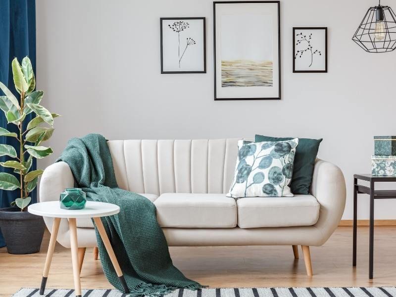 Imagem de uma sala de estar decorada estilo biolífico