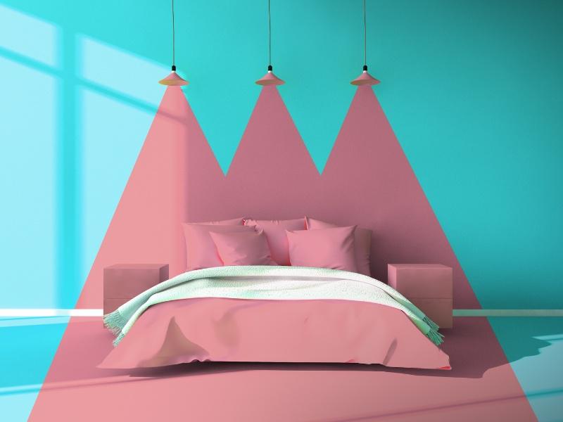 quarto rosa com azul tiffany