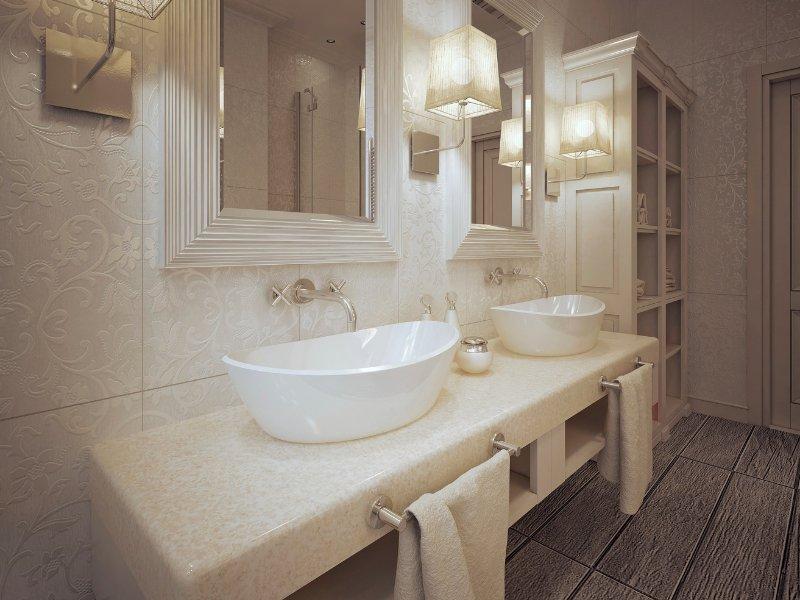 banheiro com arquitetura neoclassica