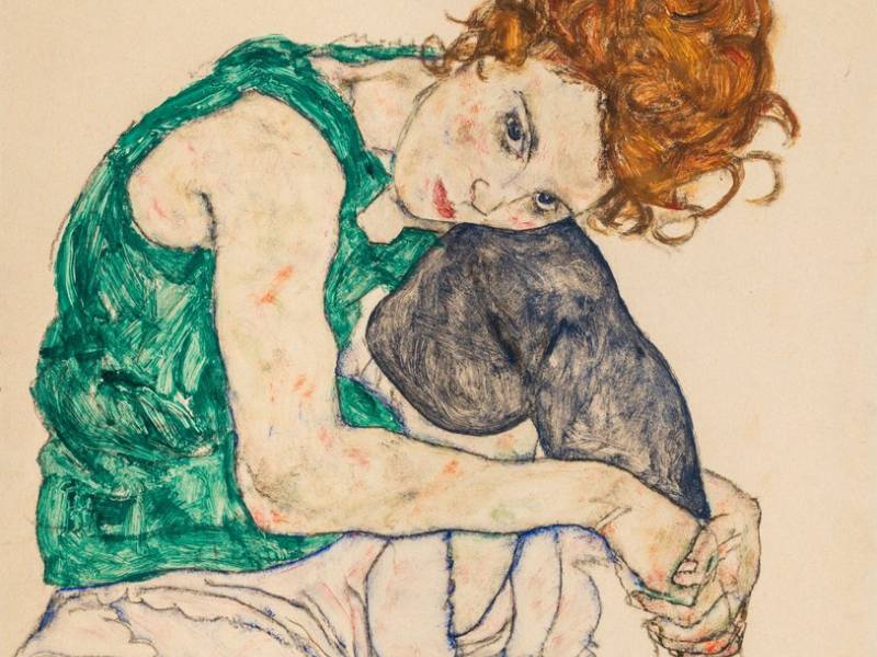 10 Mulher Sentada com Joelho Dobrado%2C de Egon Schiele 10 Mulher Sentada com Joelho Dobrado2C de Egon Schiele
